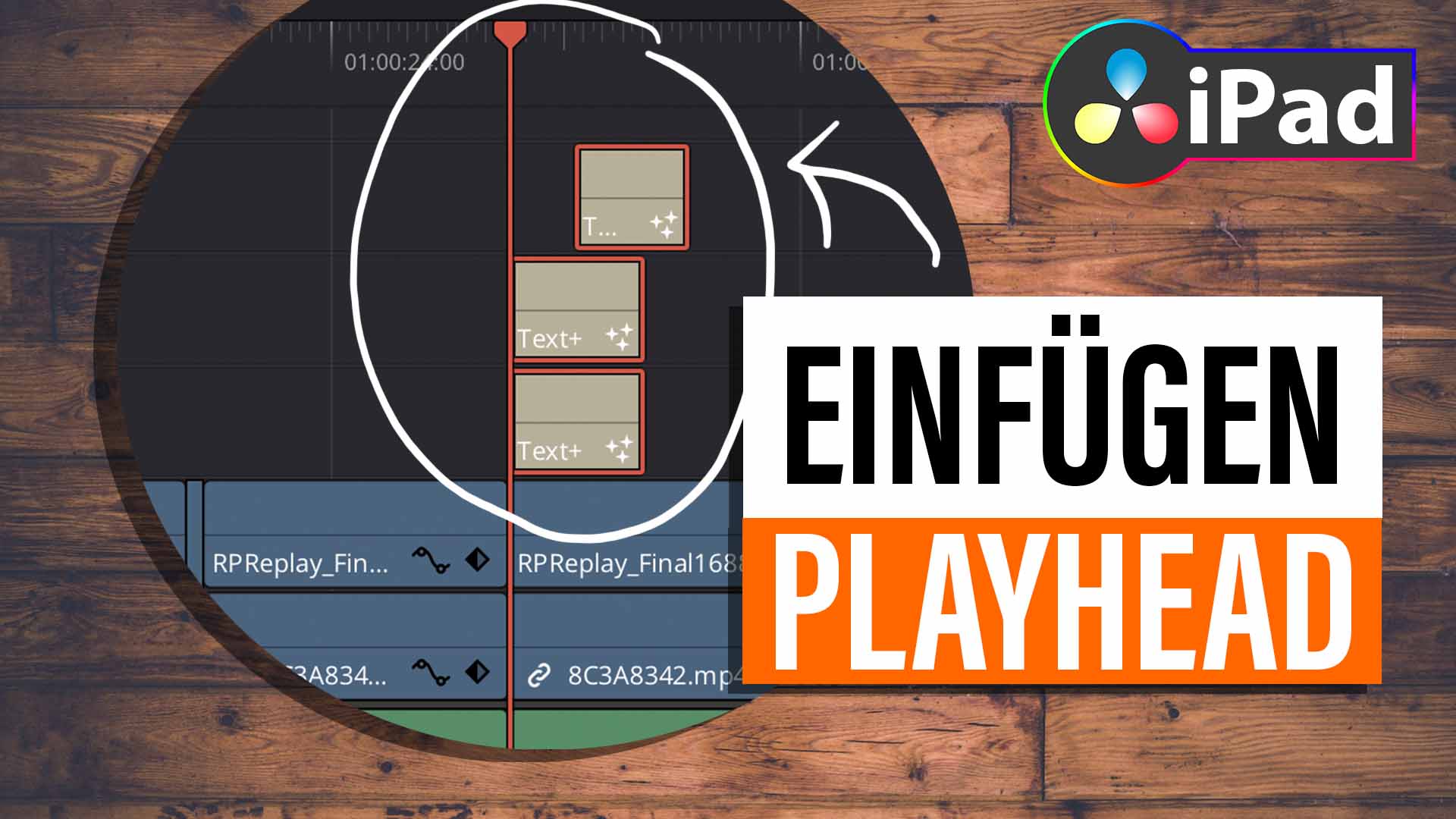 Einfügen von Clips am PLAYHEAD in DaVinci Resolve iPad