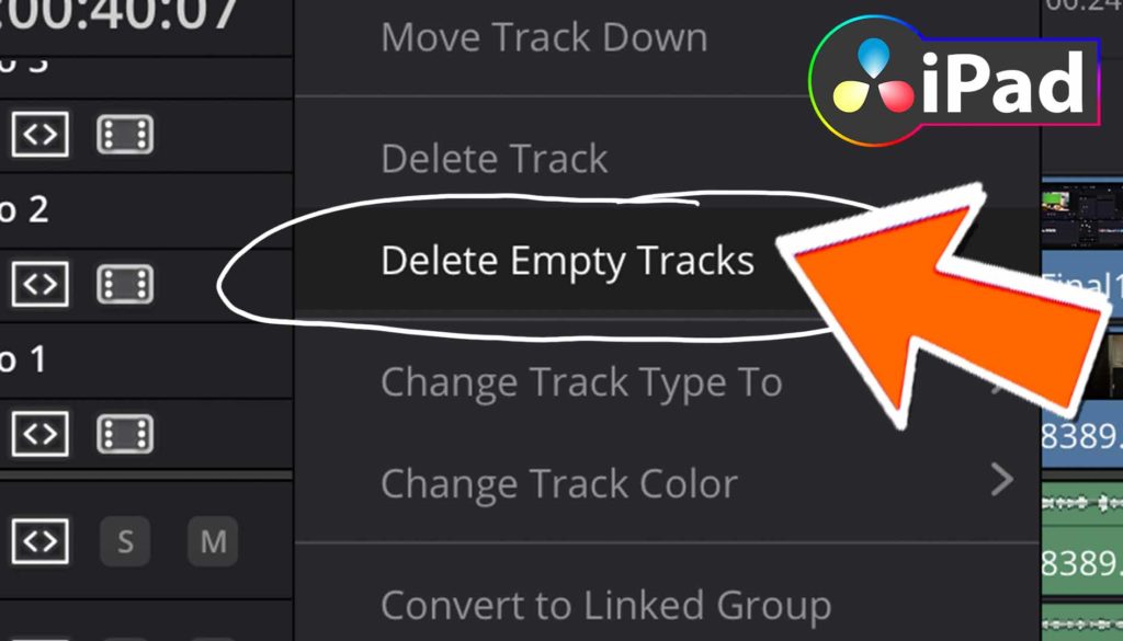 So löschst du leere Spuren (DaVinci Resolve iPad)