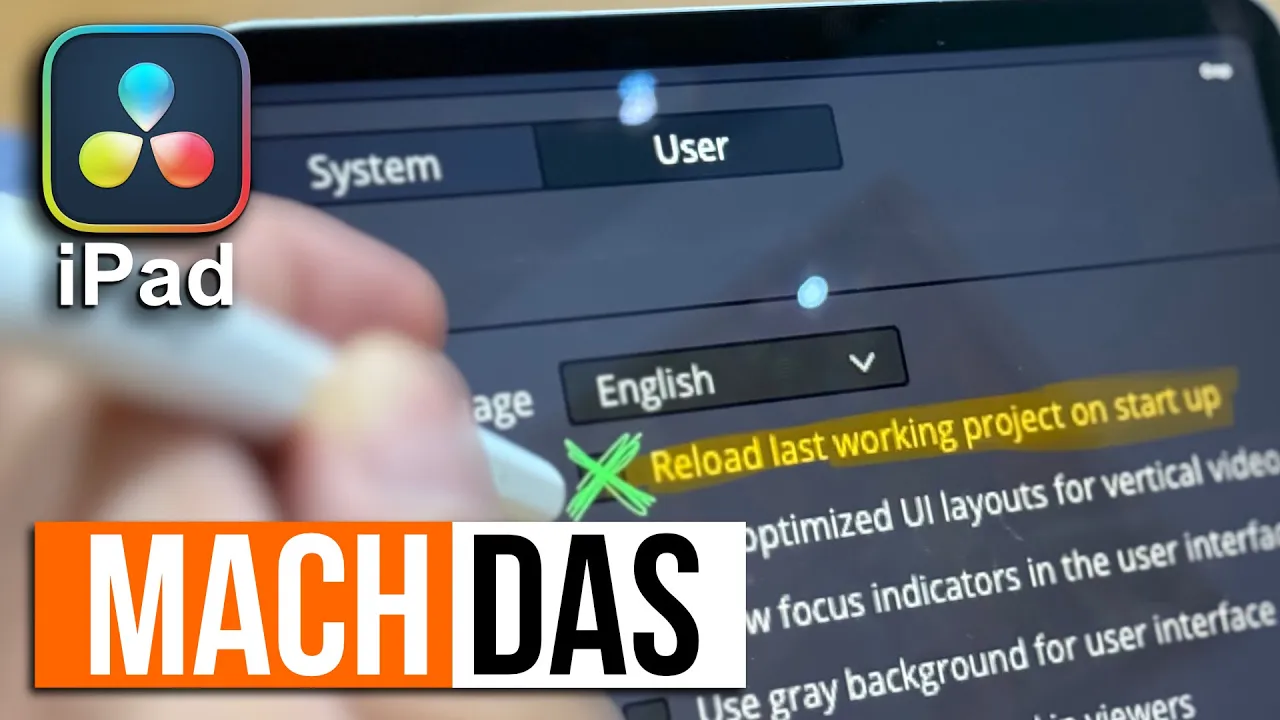 Das spart Zeit! DaVinci Resolve für iPad (Einstellungen)