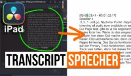 Resolve iPad: Speicher Transkripte mit Sprecher + Timecode